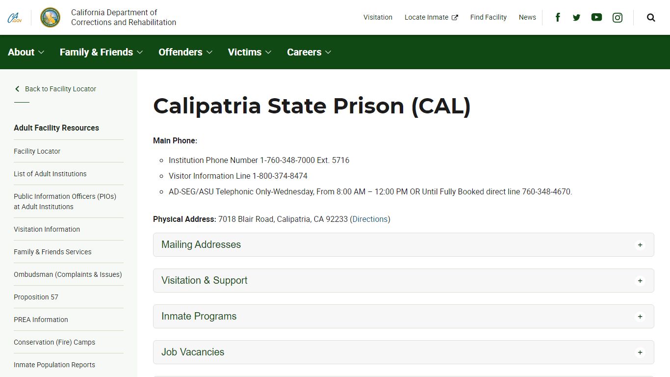 Calipatria State Prison (CAL) - California Department of ...